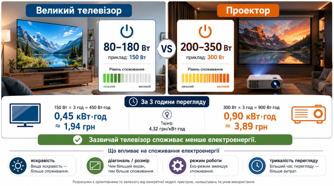 Великий телевізор чи проектор